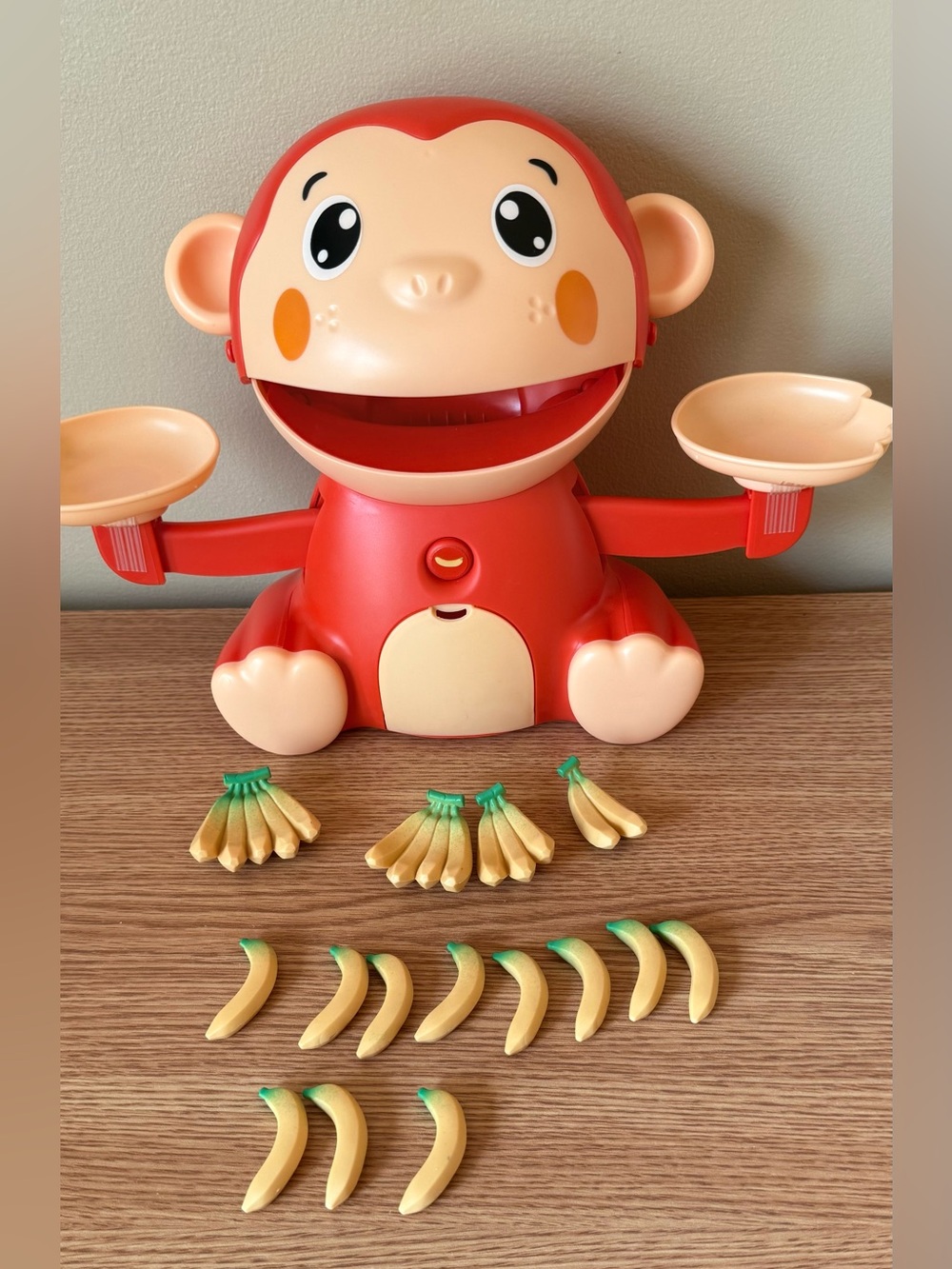 Red Monkey Balancing Game for Kids - Banana Toss Toy